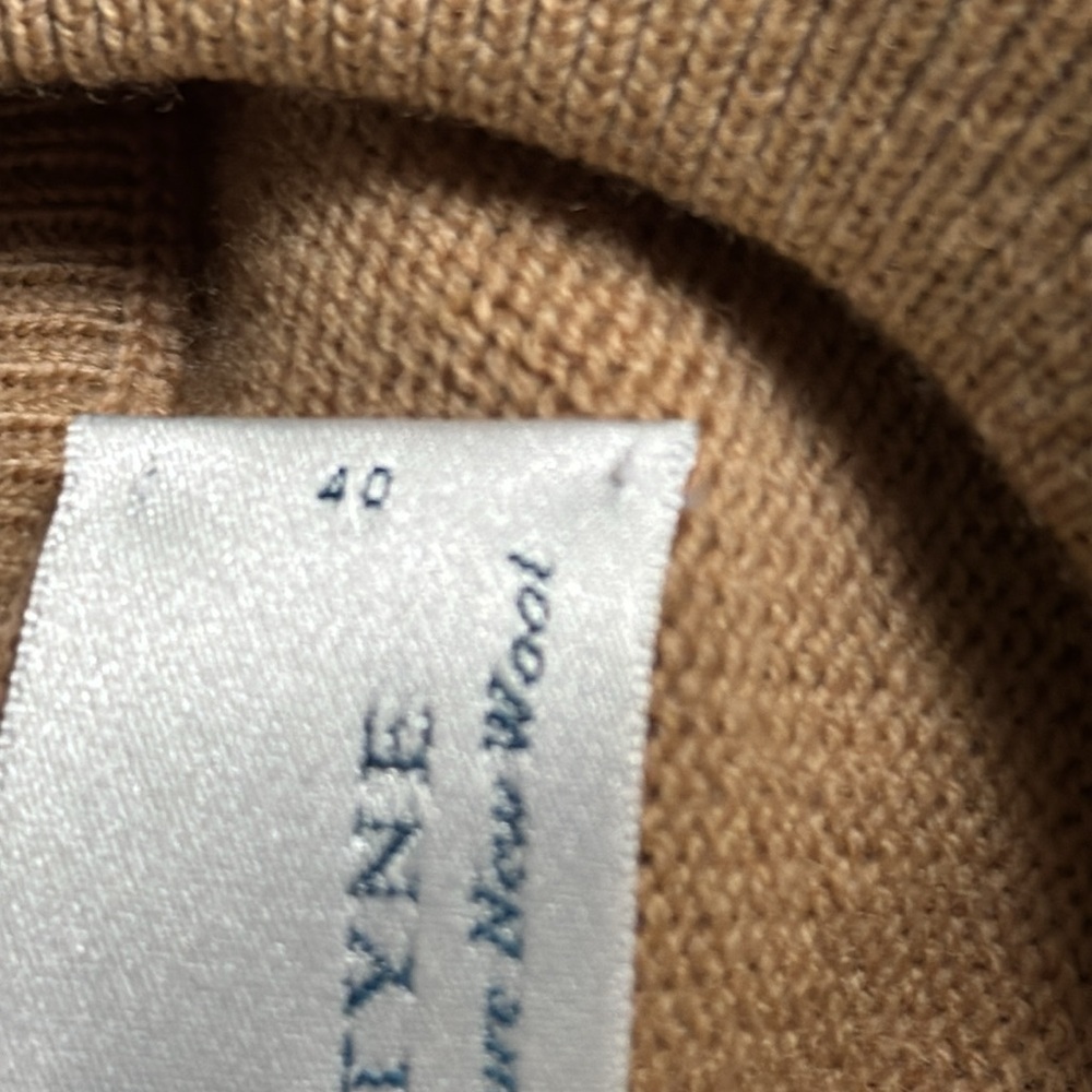 Ballantyne Scotland tan gold button wool Cardigan Sweater 40 M/L - Picture 7 of 13